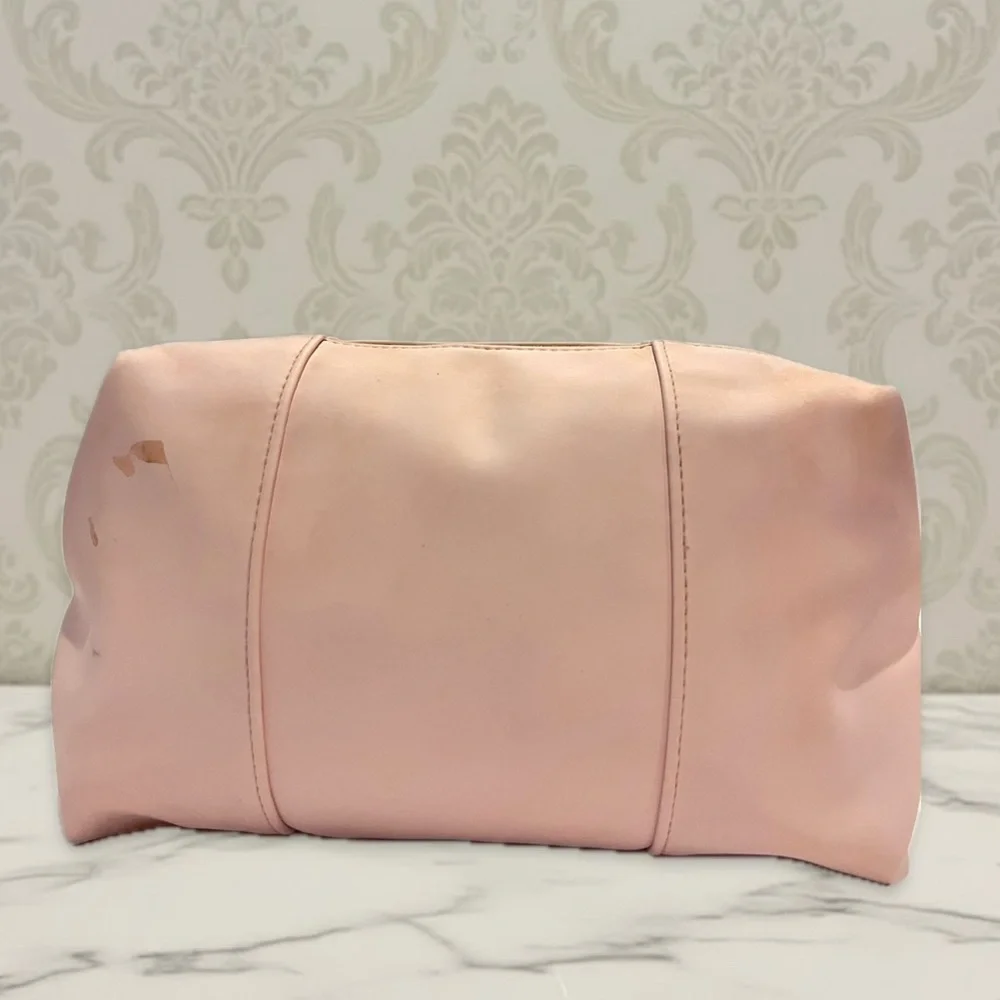 Dior Pink Polyurethane Makeup Bag Pouch with CD Monogram Lining- Flawed Gem